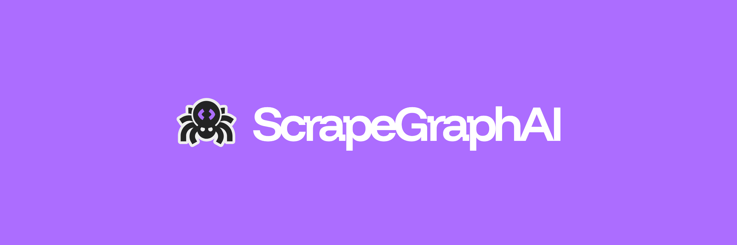 Official ScrapeGraphAI spider logo and name on a purple background.